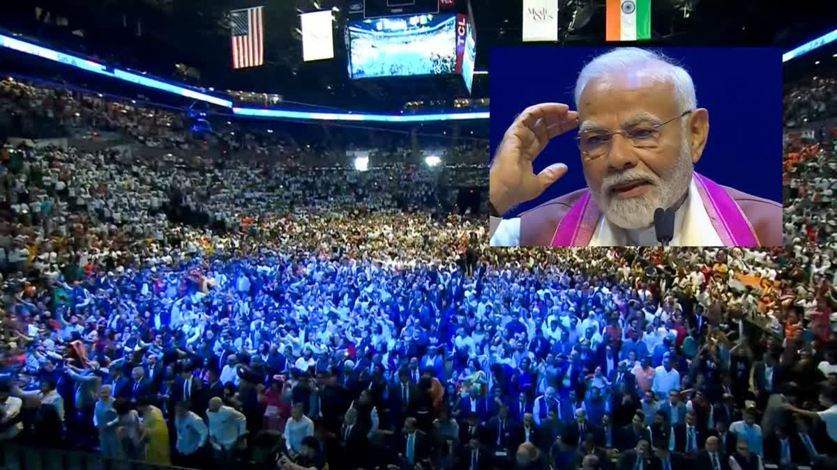 Prime Minister Narendra Modi addresses the Indian diaspora during a programme, in New York, USA, Sunday, Sept. 22, 2024.