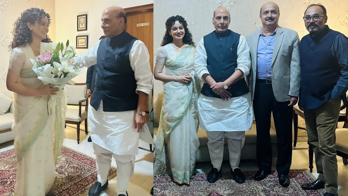 Kangana Ranaut hosts special screening of Tejas in delhi for Defence Minister Rajnath Singh and Air Force Officers