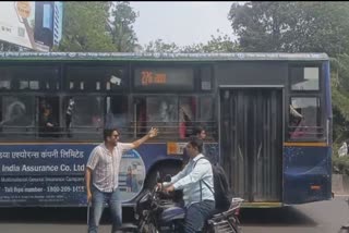 In Pune, the bus driver applied back gear on the middle of the road, collided with 15 vehicles.