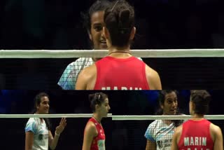 PV Sindhu and Carolina Marin heated argument  PV Sindhu  Carolina Marin  Denmark Open Super 750 Badminton  Denmark Open  ഡെന്മാ‍ർക്ക് ഓപ്പൺ  പിവി സിന്ധു  കരോലിന മാരിന്‍