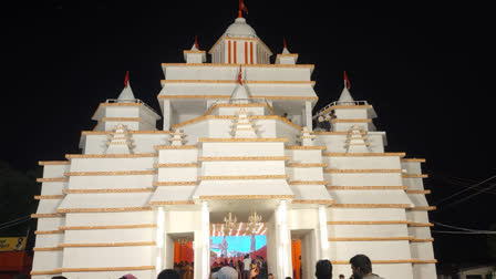 Giridih Paparwatand puja pandal made of white cloth