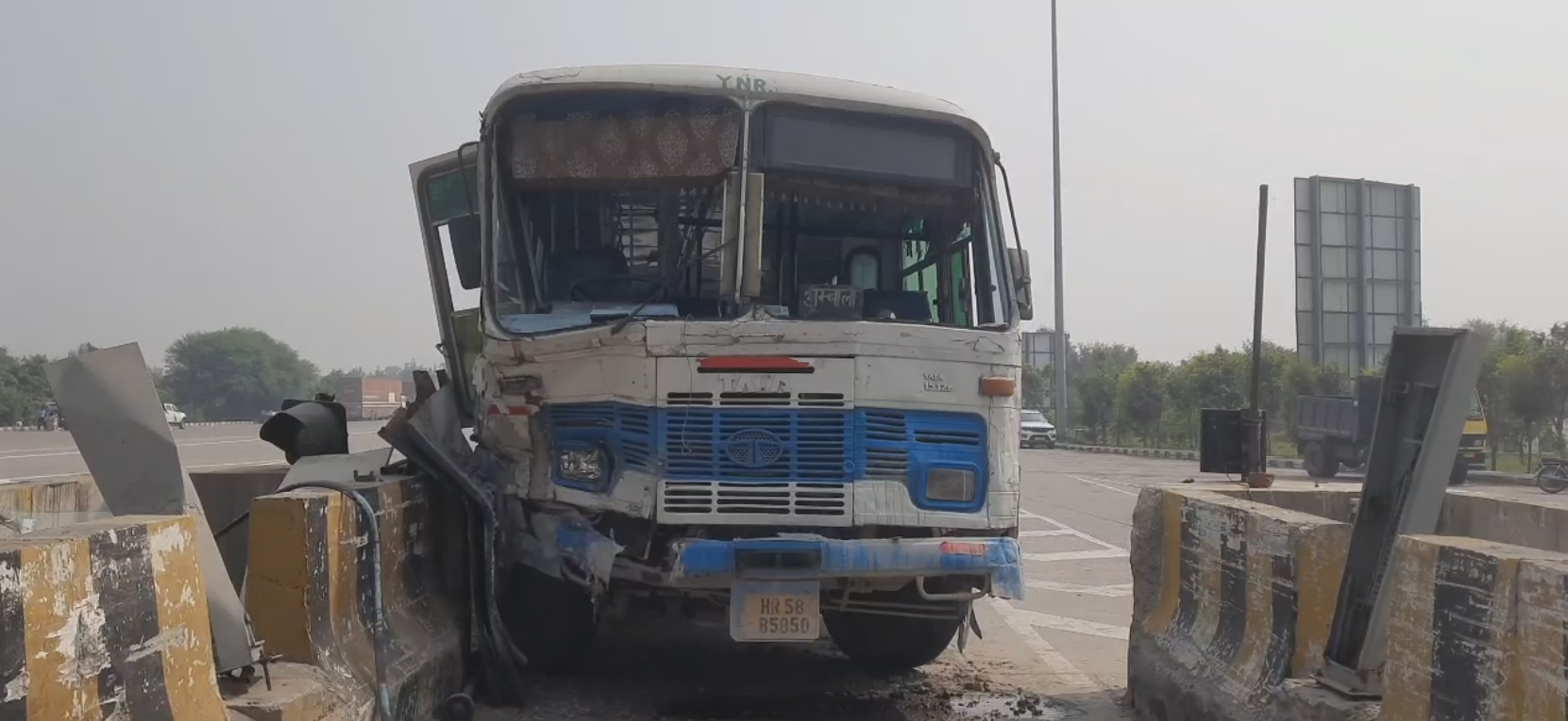 Yamunanagar Haryana Roadways Bus Accident Update Collided with the divider of toll plaza