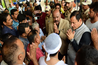 On the directive of Chief Minister Omar Abdullah, Deputy Chief Minister Surinder Kumar Choudhary, along with Minister for Agriculture Production and RDD Javed Ahmed Dar, attended the last rites of Shashi Bhushan Abrol, a resident of Jammu, who was killed in a recent militant attack at Gagangir, Ganderbal, Kashmir.