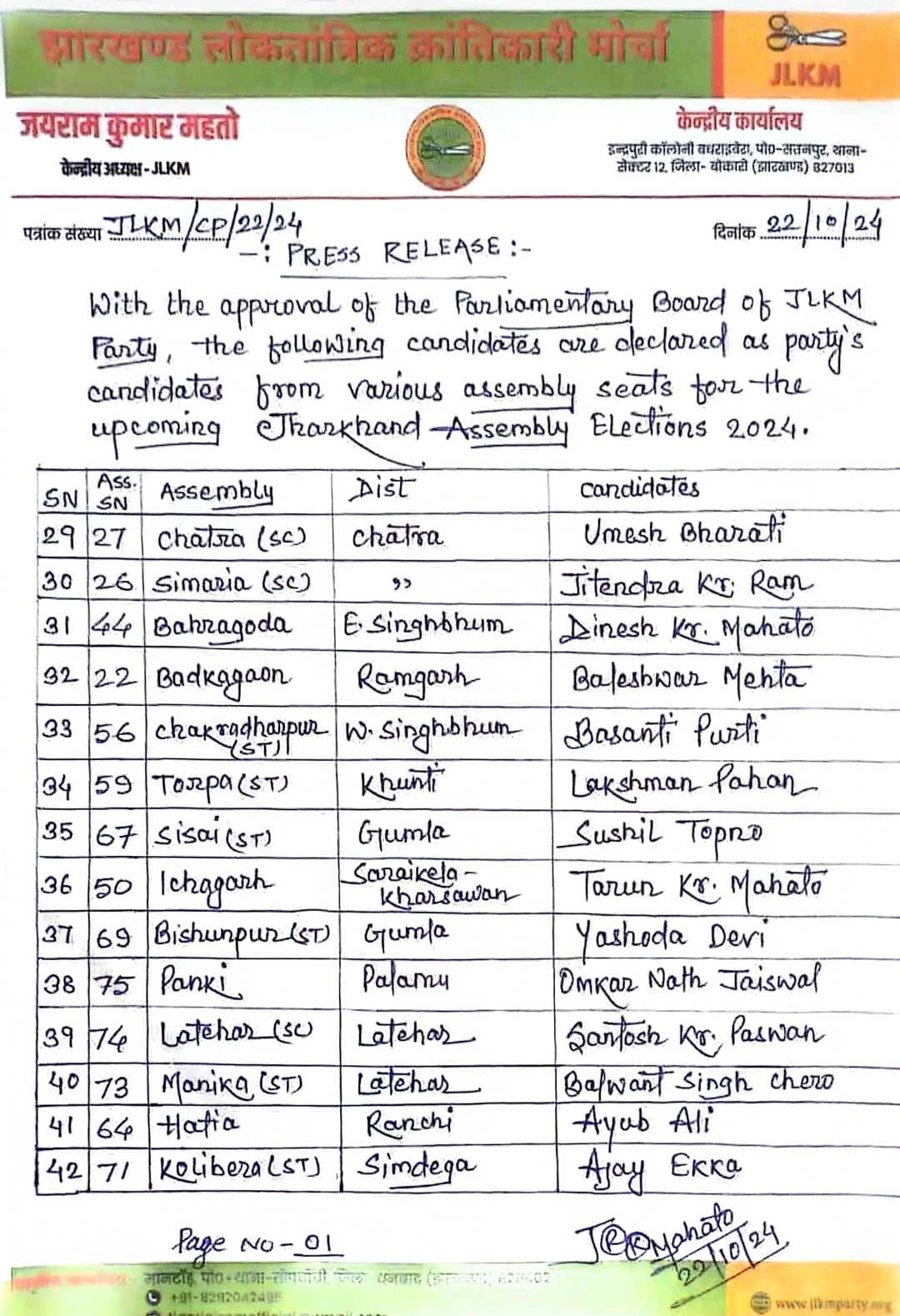 JLKM fourth list released