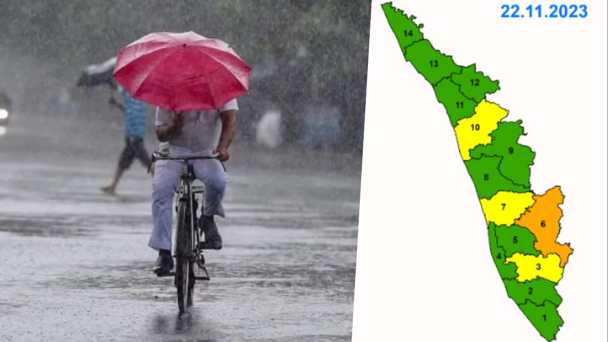 Orange alert districts Kerala  Weather update Kerala  Yellow alert districts Kerala  Kerala rains  സംസ്ഥാനത്ത് വരും ദിവസങ്ങളില്‍ മഴ  ഓറഞ്ച് അലര്‍ട്ട്  യെല്ലോ അലര്‍ട്ട്  Kerala rain update