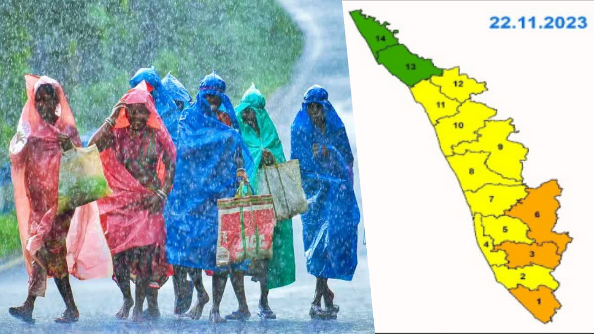 Weather update  Weather update in Kerala  yellow and orange alert  yellow alert  orange alert  മഴ മുന്നറിയിപ്പ്  യെല്ലോ അലർട്ട്  ഓറഞ്ച് അലർട്ട്  കാലാവസ്ഥ വകുപ്പ്‌  rain in kerala  red alert