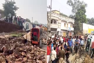 under construction Wall collapsed in Tikamgarh