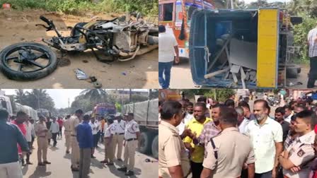 Accident between canter lorry, bike