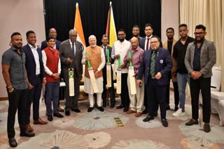 Prime Minister Narendra Modi and Clive Lloyd