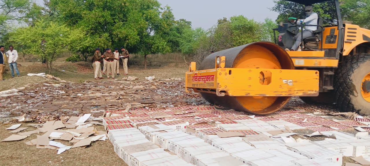 Confiscated liquor destroyed in Balodabazar