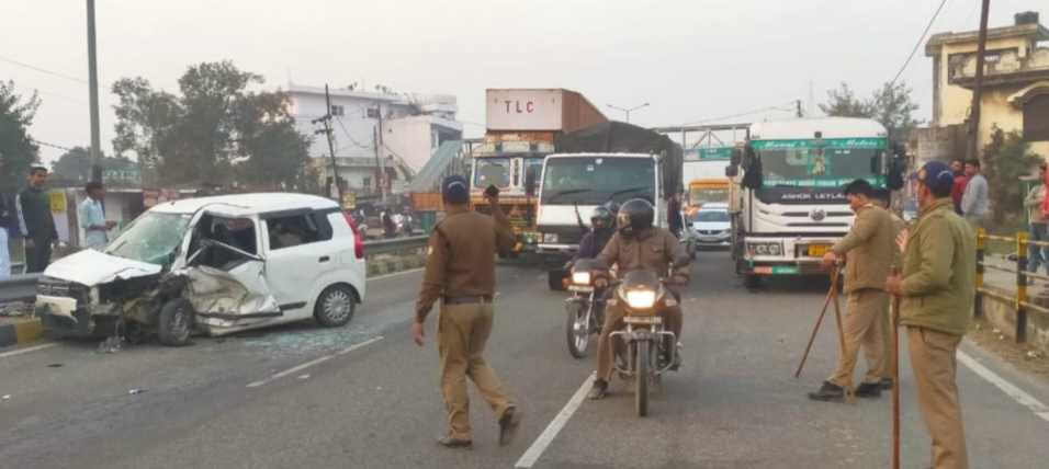 Police Inspector Car Collides with Truck