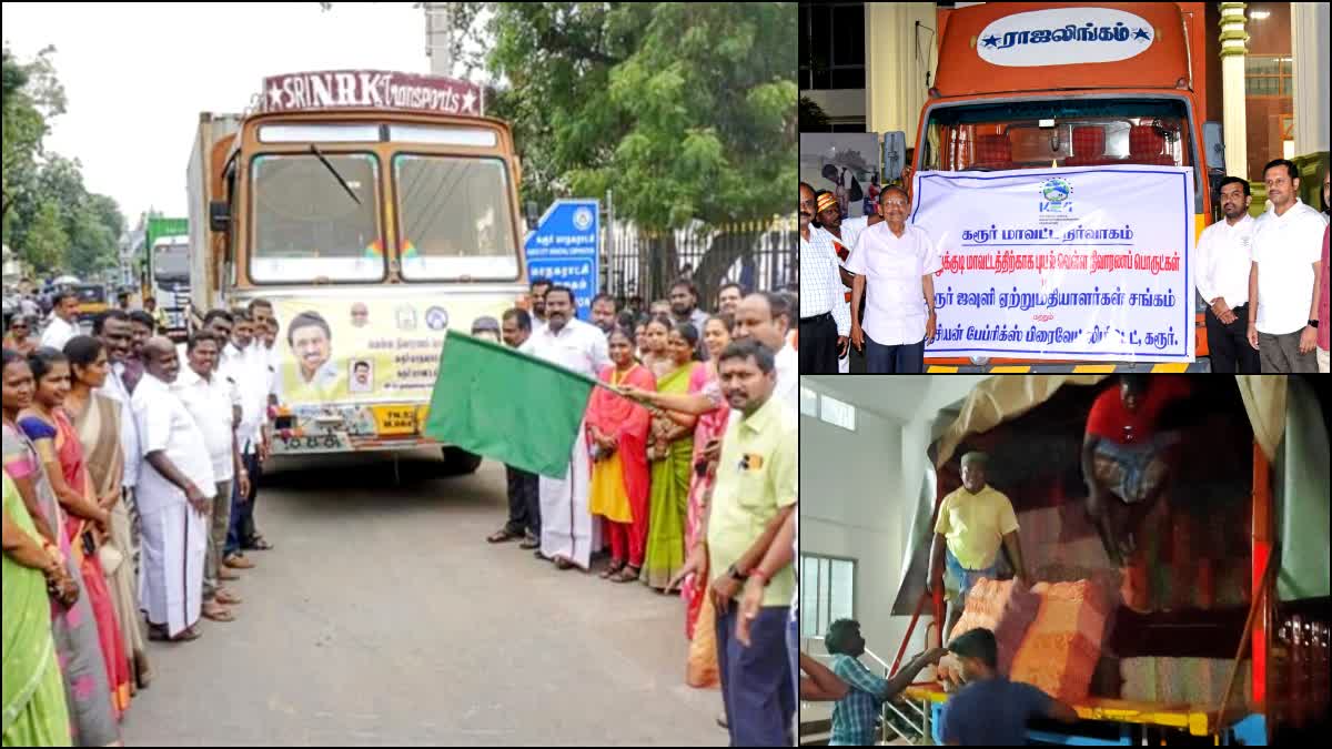 Relief goods send from Karur to southern districts