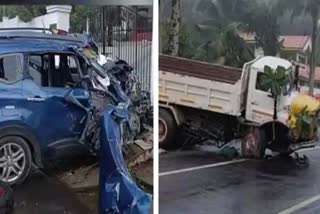 pra accident  Sabarimala Devotees Car And Lorry Collide  Car And Lorry Accident In Konni  കാര്‍ ലോറിയുമായി കൂട്ടിയിടിച്ചു  ശബരിമല തീര്‍ഥാടകര്‍ അപകടത്തില്‍പ്പെട്ടു  ശബരിമല  ശബരിമല വാര്‍ത്തകള്‍  ശബരിമല പുതിയ വാര്‍ത്തകള്‍  ശബരിമല വാഹനാപകടം  പത്തനംതിട്ട വാഹനാപകടം  പത്തനംതിട്ട വാര്‍ത്തകള്‍