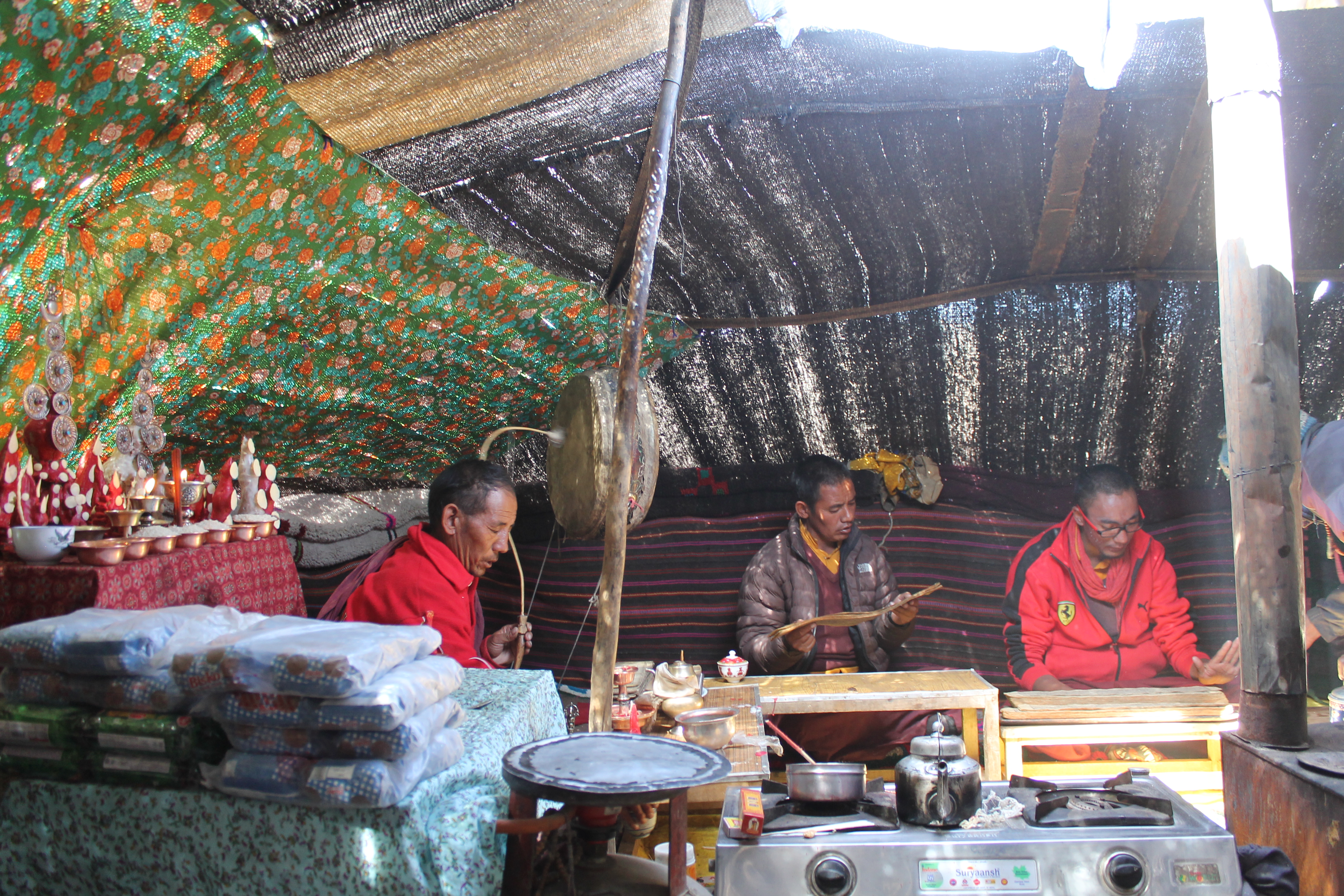 Locals at work at a border village in Ladakh