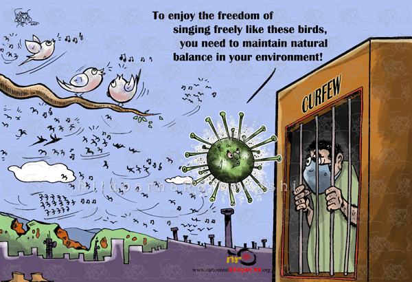 A cartoon by Nituparna Rajbongshi describing the exploitation of earth's resources