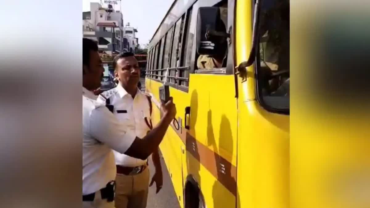 Traffic police personnel checking in Bengaluru