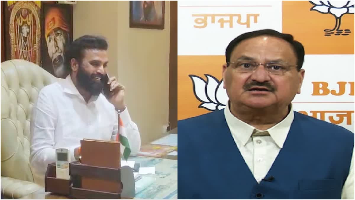 BJP president J p nadda talks with former minister b sriramulu