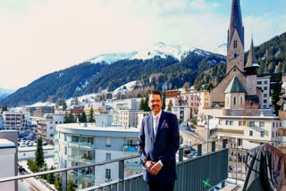 In this image posted by @Dev_Fadnavis via X on Jan. 20, 2025, Maharashtra CM Devendra Fadnavis, in Davos, Switzerland.