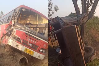 RAICHUR  WOMAN LABORER DIES IN ACCIDENT  HORRIFIC ACCIDENT  ಬಸ್ ಹಾಗೂ ಟ್ರ್ಯಾಕ್ಟರ್ ಅಪಘಾತ