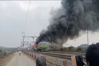 a-train-engine-caught-fire-near-gobindapur-in-dhenkanal