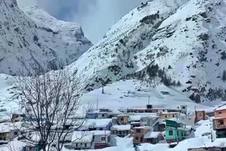 Snowfall in Badrinath Dham in Chamoli Uttarakhand