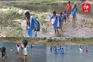 Students Cross River To Reach School