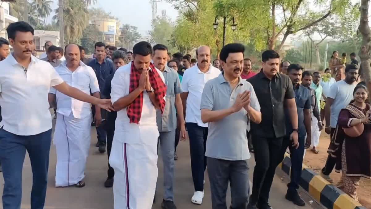 CM Stalin Collect votes in thanjavur