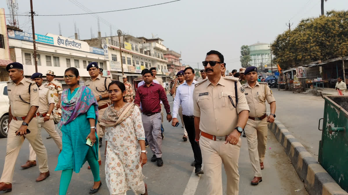 Police Flag March In Bagaha