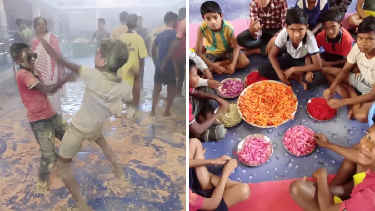 Dantewada Disabled children played dry Holi