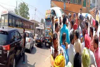 All over Punjab government buses are jammed, roadways workers are enraged after slapping the bus conductor.