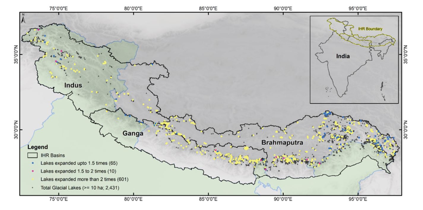 Glacier Lakes Expansion in Himalayas