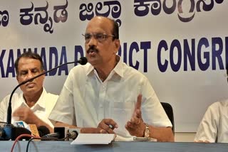 Congress district president Harish Kumar spoke at the press conference.