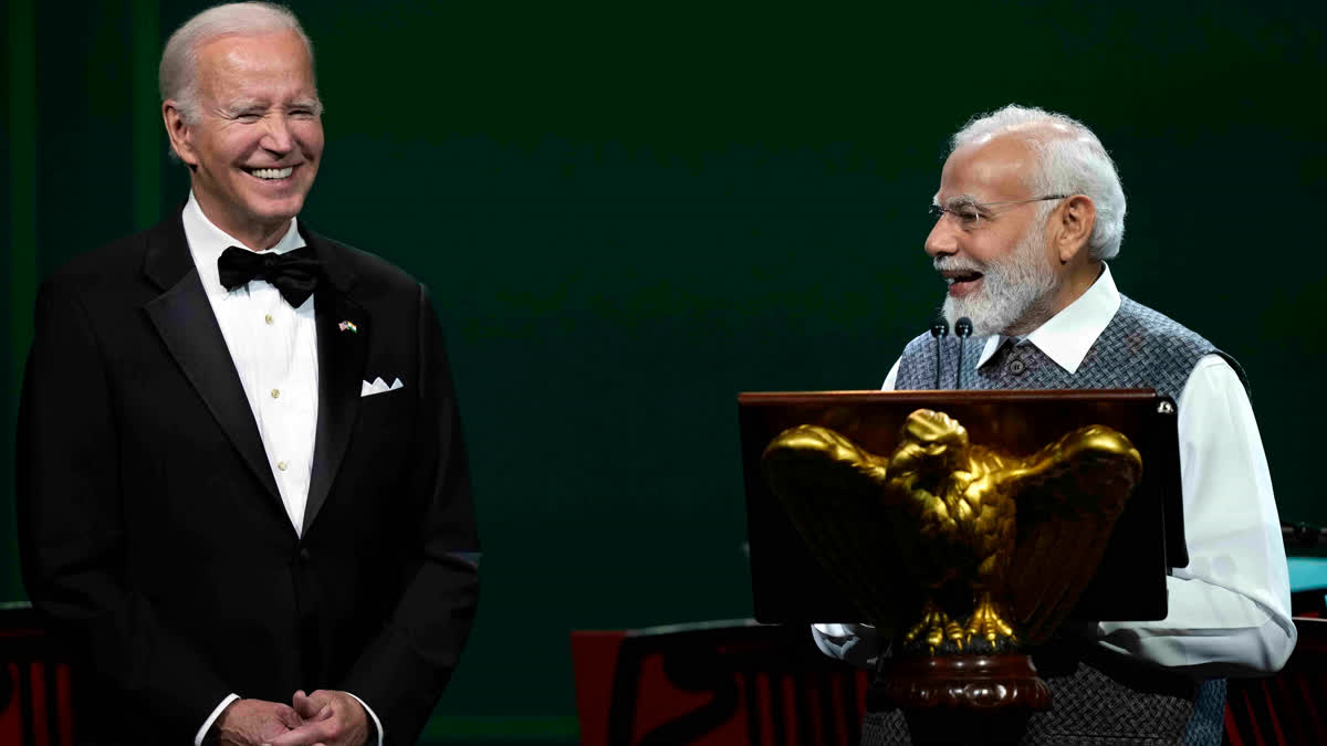 Indian Prime Minister Narendra Modi brought his comedy game to Thursday's big White House dinner in his honor, cracking jokes about his lack of singing chops, the time President Joe Biden wanted him to eat even though he was fasting and how well Indians and Americans are getting along.