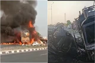 truck fire accident in rajasthan