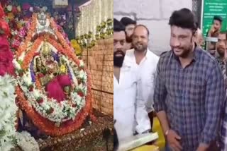 actor-darshan-visited-chamundeshwari-temple-in-musuru