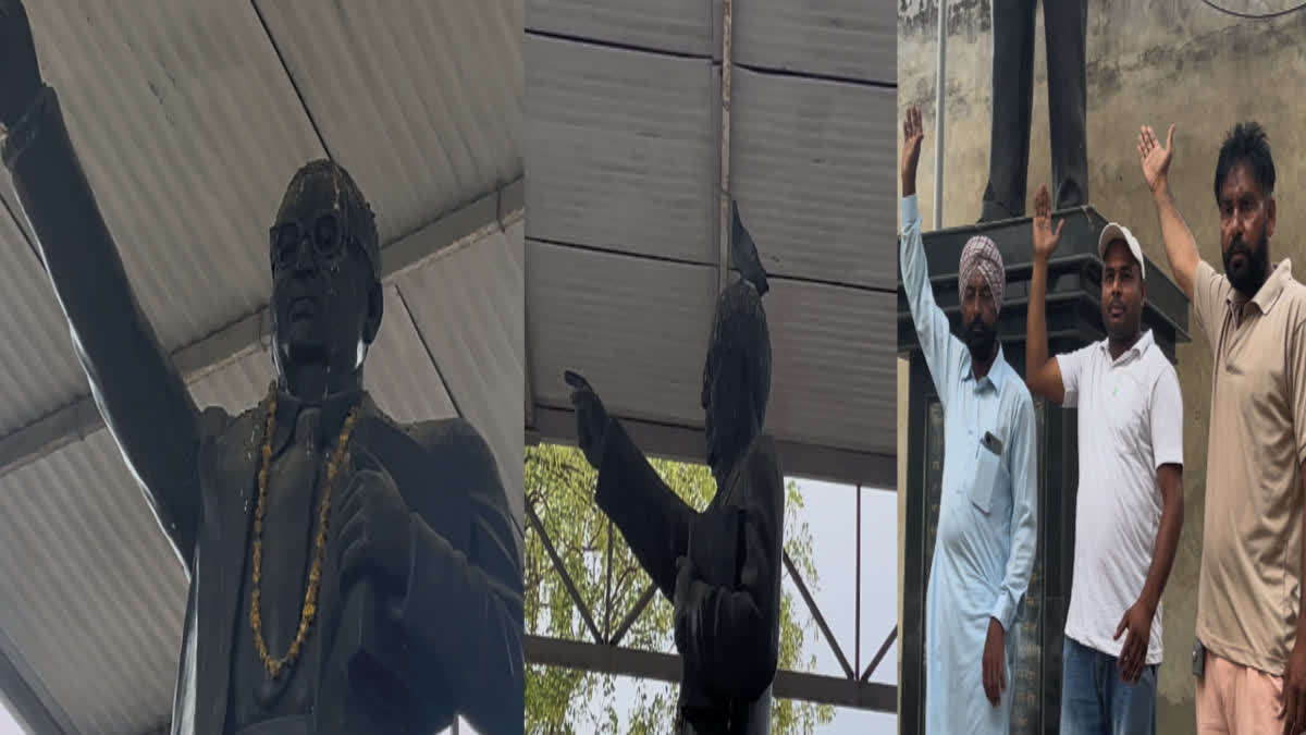 Statue of Babasaheb in front of Moga DC office turned into a bird's nest
