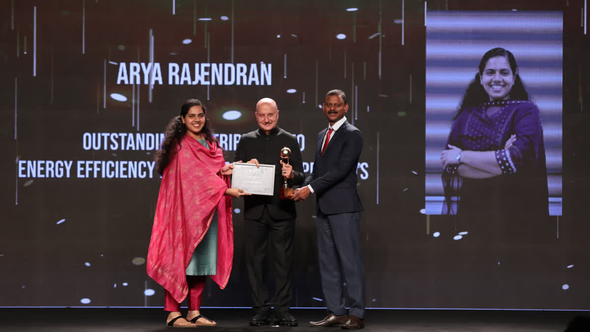 MAYOR ARYA RAJENDRAN TIMES AWARD  THIRUVANANTHAPURAM MAYOR  TIMES GROUP OF INDIA AWARDS  മേയര്‍ ആര്യ രാജേന്ദ്രന് പുരസ്‌കാരം