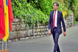 British Prime Minister Rishi Sunak arrives at the Ukraine peace summit in Obbürgen, Switzerland, Saturday, June 15, 2024.