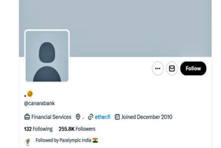 Screengrab of Canara Bank's X profile page