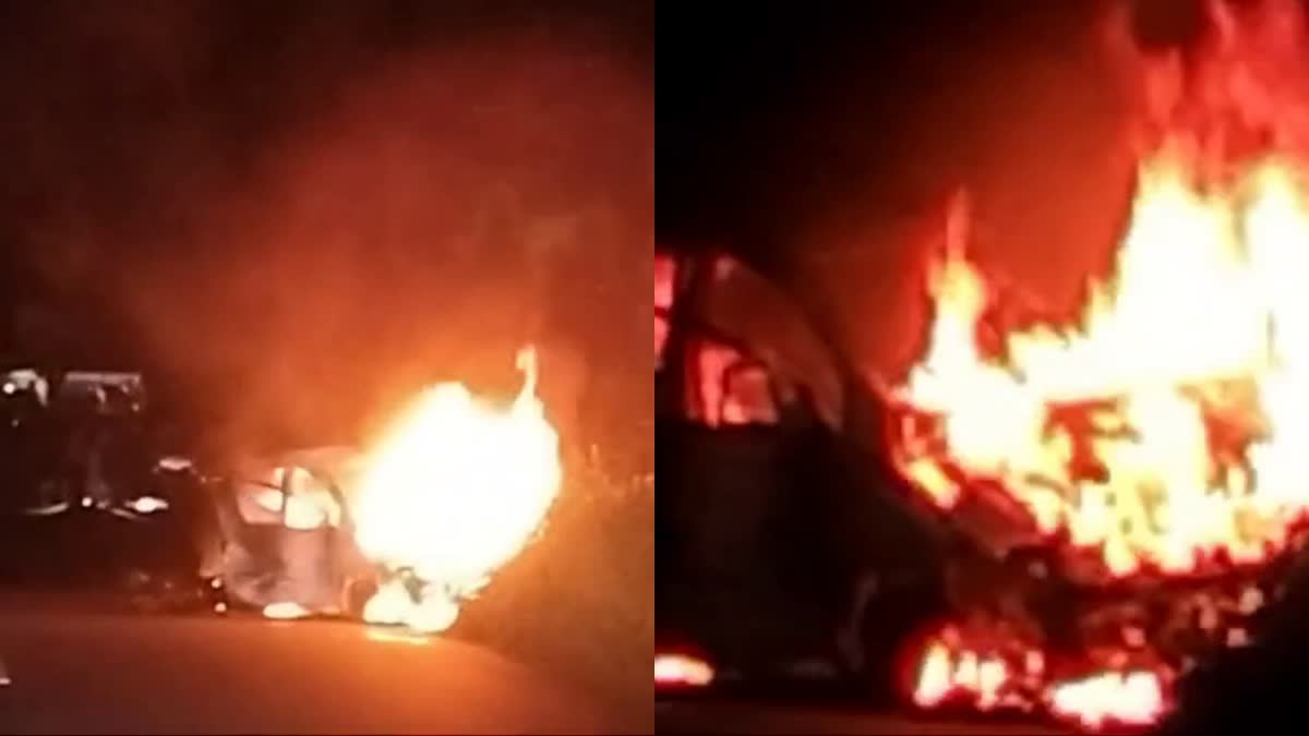 RUNNING CAR CAUGHT FIRE  CAR CAUGHT FIRE  IDUKKI CAR ACCIDENT DEATH  ഓടിക്കൊണ്ടിരുന്ന കാറിന് തീ പിടിച്ചു