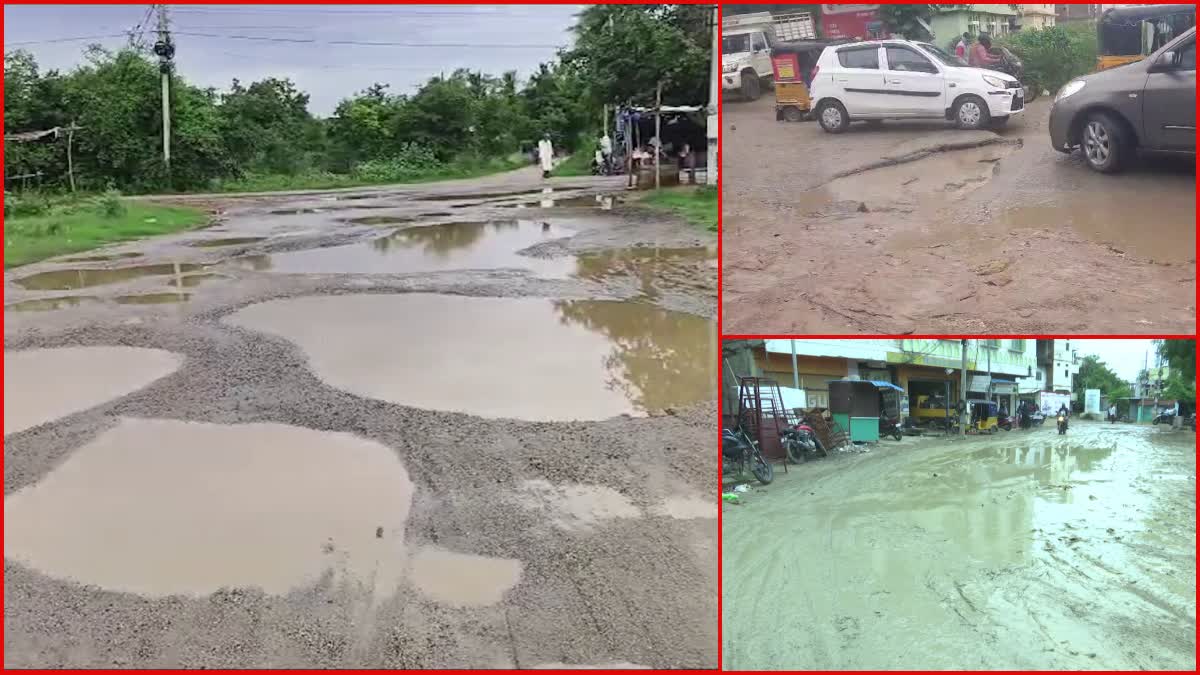 Roads Full Damaged Due to Heavy Rains in Telangan