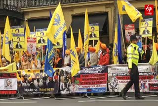 Khalistan supporters stage a protest
