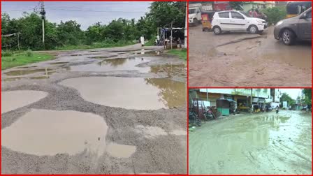 Roads Full Damaged Due to Heavy Rains in Telangan