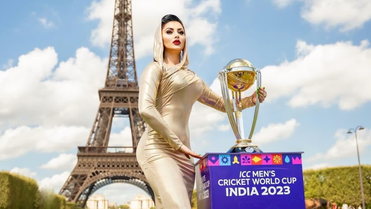 Urvashi Rautela unveils Cricket World Cup 2023 Trophy, boasts of being only actor to do so