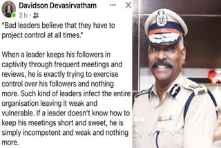 ADGP Davidson Devasirvatham social media post create controversy