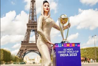 Urvashi Rautela is first actor to launch and unveil ICC World Cup 2023 Trophy at Eiffel Tower in France
