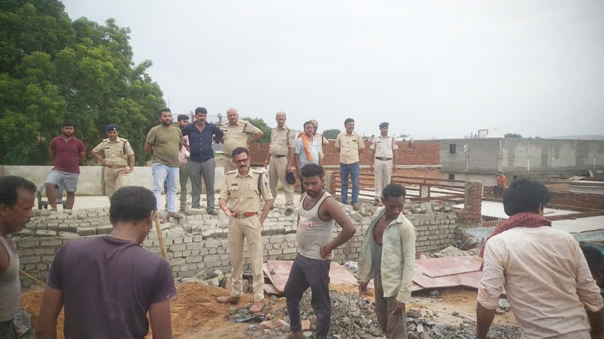 roof of house under construction collapsed