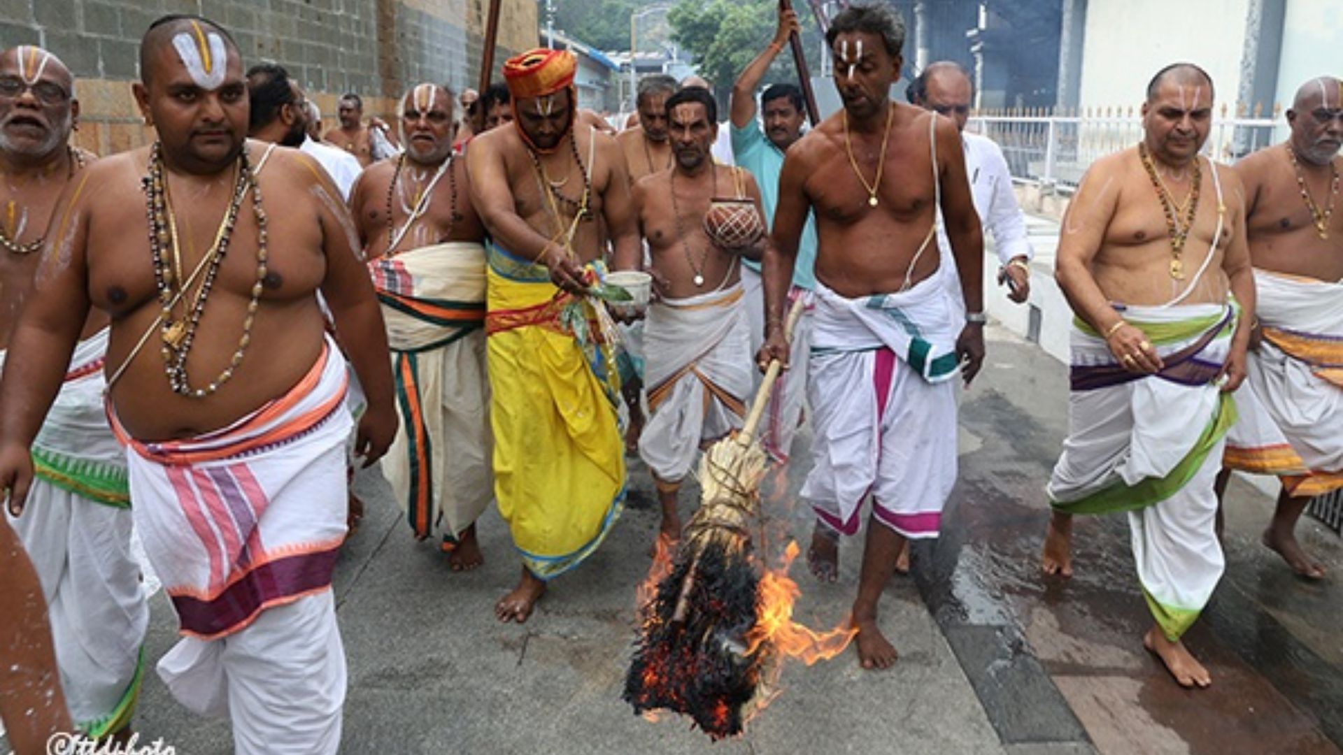 Purification ritual at Tirumala Temple.