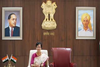 Delhi CM Atishi with Vacant Chair for Kejriwal.