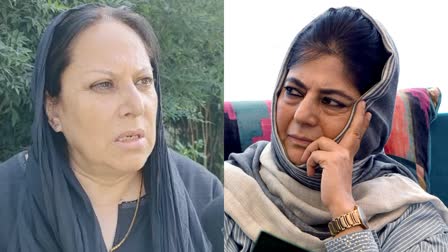 PDP leader Asiea Naqash (L) and PDP President Mehbooba Mufti